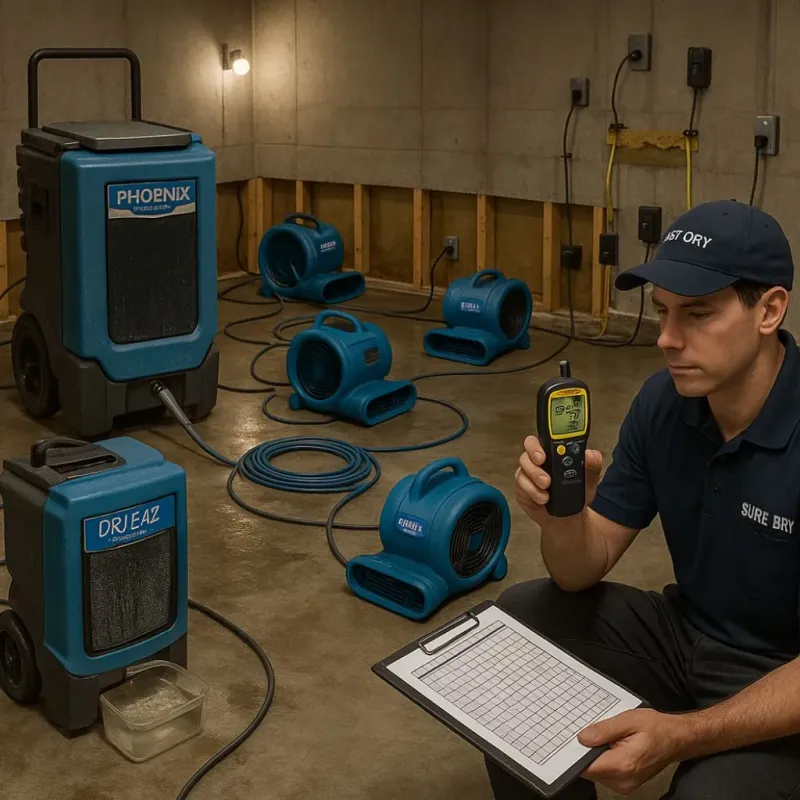 Structural Drying and Dehumidification process in Darien, CT
